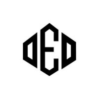 diseño de logotipo de letra oeo con forma de polígono. diseño de logotipo en forma de cubo y polígono oeo. oeo hexágono vector logo plantilla colores blanco y negro. monograma oeo, logotipo comercial e inmobiliario.