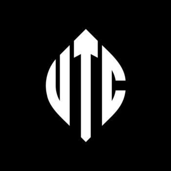 UTC circle letter logo design with circle and ellipse shape. UTC ellipse letters with typographic style. The three initials form a circle logo. UTC Circle Emblem Abstract Monogram Letter Mark Vector. vector