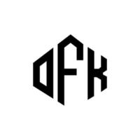 OFK letter logo design with polygon shape. OFK polygon and cube shape logo design. OFK hexagon vector logo template white and black colors. OFK monogram, business and real estate logo.