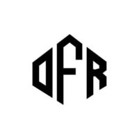 OFR letter logo design with polygon shape. OFR polygon and cube shape logo design. OFR hexagon vector logo template white and black colors. OFR monogram, business and real estate logo.