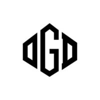 diseño de logotipo de letra ogd con forma de polígono. diseño de logotipo en forma de cubo y polígono ogd. plantilla de logotipo vectorial hexagonal ogd colores blanco y negro. monograma ogd, logotipo comercial e inmobiliario. vector