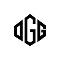 diseño de logotipo de letra ogg con forma de polígono. diseño de logotipo en forma de cubo y polígono ogg. ogg hexágono vector logo plantilla colores blanco y negro. monograma ogg, logotipo comercial y inmobiliario.