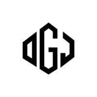 OGJ letter logo design with polygon shape. OGJ polygon and cube shape logo design. OGJ hexagon vector logo template white and black colors. OGJ monogram, business and real estate logo.