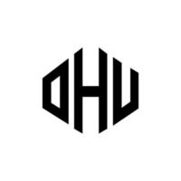 diseño de logotipo de letra ohu con forma de polígono. ohu polígono y diseño de logotipo en forma de cubo. ohu hexágono vector logo plantilla colores blanco y negro. ohu monograma, logotipo comercial e inmobiliario.