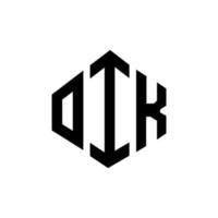 diseño de logotipo de letra oik con forma de polígono. oik polígono y diseño de logotipo en forma de cubo. oik hexágono vector logo plantilla colores blanco y negro. monograma oik, logotipo empresarial y inmobiliario.