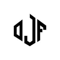 diseño de logotipo de letra ojf con forma de polígono. ojf polígono y diseño de logotipo en forma de cubo. ojf hexágono vector logo plantilla colores blanco y negro. monograma ojf, logotipo comercial e inmobiliario.