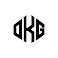OKG letter logo design with polygon shape. OKG polygon and cube shape logo design. OKG hexagon vector logo template white and black colors. OKG monogram, business and real estate logo.