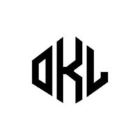 diseño de logotipo de letra okl con forma de polígono. okl polígono y diseño de logotipo en forma de cubo. okl hexágono vector logo plantilla colores blanco y negro. monograma okl, logotipo empresarial y inmobiliario.