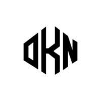 OKN letter logo design with polygon shape. OKN polygon and cube shape logo design. OKN hexagon vector logo template white and black colors. OKN monogram, business and real estate logo.