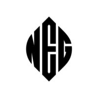 NEG circle letter logo design with circle and ellipse shape. NEG ellipse letters with typographic style. The three initials form a circle logo. NEG Circle Emblem Abstract Monogram Letter Mark Vector. vector