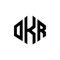 OKR letter logo design with polygon shape. OKR polygon and cube shape logo design. OKR hexagon vector logo template white and black colors. OKR monogram, business and real estate logo.