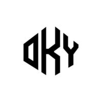 OKY letter logo design with polygon shape. OKY polygon and cube shape logo design. OKY hexagon vector logo template white and black colors. OKY monogram, business and real estate logo.