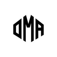 OMA letter logo design with polygon shape. OMA polygon and cube shape logo design. OMA hexagon vector logo template white and black colors. OMA monogram, business and real estate logo.