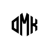 diseño de logotipo de letra omk con forma de polígono. Diseño de logotipo en forma de cubo y polígono omk. omk hexágono vector logo plantilla colores blanco y negro. monograma omk, logotipo empresarial y inmobiliario.