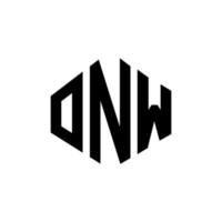 diseño de logotipo de letra onw con forma de polígono. onw diseño de logotipo en forma de polígono y cubo. onw hexágono vector logo plantilla colores blanco y negro. onw monograma, logotipo comercial e inmobiliario.