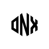 ONX letter logo design with polygon shape. ONX polygon and cube shape logo design. ONX hexagon vector logo template white and black colors. ONX monogram, business and real estate logo.