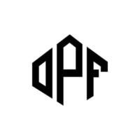 diseño de logotipo de letra opf con forma de polígono. diseño de logotipo en forma de cubo y polígono opf. Opf hexágono vector logo plantilla colores blanco y negro. monograma opf, logotipo empresarial y inmobiliario.