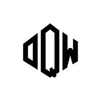 OQW letter logo design with polygon shape. OQW polygon and cube shape logo design. OQW hexagon vector logo template white and black colors. OQW monogram, business and real estate logo.