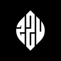 Diseño de logotipo de letra circular zzv con forma de círculo y elipse. letras elipses zzv con estilo tipográfico. las tres iniciales forman un logo circular. vector de marca de letra de monograma abstracto del emblema del círculo zzv.