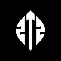 diseño de logotipo de letra de círculo ztz con forma de círculo y elipse. letras elipses ztz con estilo tipográfico. las tres iniciales forman un logo circular. vector de marca de letra de monograma abstracto del emblema del círculo ztz.