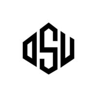 OSU letter logo design with polygon shape. OSU polygon and cube shape logo design. OSU hexagon vector logo template white and black colors. OSU monogram, business and real estate logo.