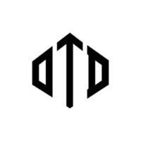 OTD letter logo design with polygon shape. OTD polygon and cube shape logo design. OTD hexagon vector logo template white and black colors. OTD monogram, business and real estate logo.