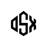 OSX letter logo design with polygon shape. OSX polygon and cube shape logo design. OSX hexagon vector logo template white and black colors. OSX monogram, business and real estate logo.