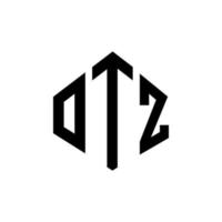 diseño de logotipo de letra otz con forma de polígono. diseño de logotipo en forma de cubo y polígono otz. otz hexágono vector logo plantilla colores blanco y negro. monograma de otz, logotipo comercial y inmobiliario.