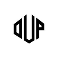 diseño de logotipo de letra oup con forma de polígono. diseño de logotipo en forma de polígono y cubo. oup hexágono vector logo plantilla colores blanco y negro. oup monograma, logotipo comercial e inmobiliario.