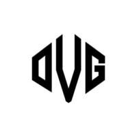 OVG letter logo design with polygon shape. OVG polygon and cube shape logo design. OVG hexagon vector logo template white and black colors. OVG monogram, business and real estate logo.