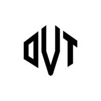 OVT letter logo design with polygon shape. OVT polygon and cube shape logo design. OVT hexagon vector logo template white and black colors. OVT monogram, business and real estate logo.