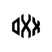 diseño de logotipo de letra oxx con forma de polígono. diseño de logotipo en forma de cubo y polígono oxx. plantilla de logotipo vectorial hexagonal oxx colores blanco y negro. monograma oxx, logotipo comercial y inmobiliario. vector