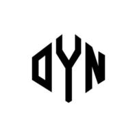 diseño de logotipo de letra oyn con forma de polígono. oyn polígono y diseño de logotipo en forma de cubo. oyn hexágono vector logo plantilla colores blanco y negro. oyn monograma, logotipo comercial e inmobiliario.