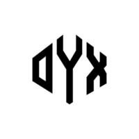 diseño de logotipo de letra oyx con forma de polígono. diseño de logotipo en forma de polígono y cubo de oyx. oyx hexágono vector logo plantilla colores blanco y negro. monograma oyx, logotipo comercial e inmobiliario.