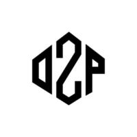 diseño de logotipo de letra ozp con forma de polígono. diseño de logotipo en forma de cubo y polígono ozp. ozp hexágono vector logo plantilla colores blanco y negro. monograma ozp, logotipo comercial y inmobiliario.