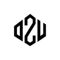 OZU letter logo design with polygon shape. OZU polygon and cube shape logo design. OZU hexagon vector logo template white and black colors. OZU monogram, business and real estate logo.