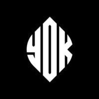 YOK circle letter logo design with circle and ellipse shape. YOK ellipse letters with typographic style. The three initials form a circle logo. YOK Circle Emblem Abstract Monogram Letter Mark Vector. vector