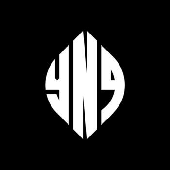 YNQ circle letter logo design with circle and ellipse shape. YNQ ellipse letters with typographic style. The three initials form a circle logo. YNQ Circle Emblem Abstract Monogram Letter Mark Vector. vector