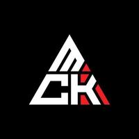 Diseño de logotipo de letra triangular mck con forma de triángulo. monograma de diseño del logotipo del triángulo mck. plantilla de logotipo de vector de triángulo mck con color rojo. logotipo triangular mck logotipo simple, elegante y lujoso.