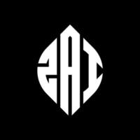 ZAI circle letter logo design with circle and ellipse shape. ZAI ellipse letters with typographic style. The three initials form a circle logo. ZAI Circle Emblem Abstract Monogram Letter Mark Vector. vector