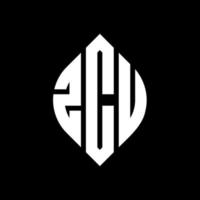 diseño de logotipo de letra de círculo zcu con forma de círculo y elipse. letras de elipse zcu con estilo tipográfico. las tres iniciales forman un logo circular. vector de marca de letra de monograma abstracto del emblema del círculo zcu.