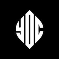YDC circle letter logo design with circle and ellipse shape. YDC ellipse letters with typographic style. The three initials form a circle logo. YDC Circle Emblem Abstract Monogram Letter Mark Vector. vector
