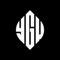 YGW circle letter logo design with circle and ellipse shape. YGW ellipse letters with typographic style. The three initials form a circle logo. YGW Circle Emblem Abstract Monogram Letter Mark Vector. vector