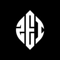 ZEI circle letter logo design with circle and ellipse shape. ZEI ellipse letters with typographic style. The three initials form a circle logo. vector
