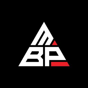 MBP triangle letter logo design with triangle shape. MBP triangle logo design monogram. MBP triangle vector logo template with red color. MBP triangular logo Simple, Elegant, and Luxurious Logo.