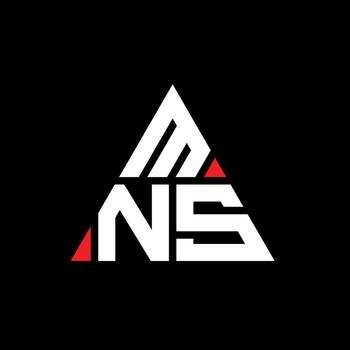MNS triangle letter logo design with triangle shape. MNS triangle logo design monogram. MNS triangle vector logo template with red color. MNS triangular logo Simple, Elegant, and Luxurious Logo.