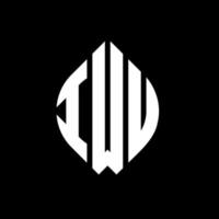 IWU circle letter logo design with circle and ellipse shape. IWU ellipse letters with typographic style. The three initials form a circle logo. IWU Circle Emblem Abstract Monogram Letter Mark Vector. vector