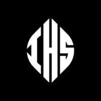 IHS circle letter logo design with circle and ellipse shape. IHS ellipse letters with typographic style. The three initials form a circle logo. IHS Circle Emblem Abstract Monogram Letter Mark Vector. vector