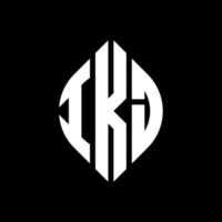 Diseño de logotipo de letra circular ikj con forma de círculo y elipse. letras elipses ikj con estilo tipográfico. las tres iniciales forman un logo circular. vector de marca de letra de monograma abstracto del emblema del círculo ikj.