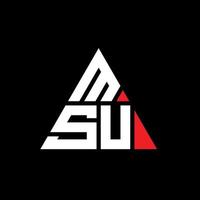 diseño de logotipo de letra triangular msu con forma de triángulo. monograma de diseño del logotipo del triángulo msu. plantilla de logotipo de vector de triángulo msu con color rojo. logotipo triangular msu logotipo simple, elegante y lujoso.